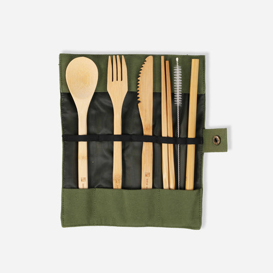 Travel Bamboo Utensil Set With Pouch